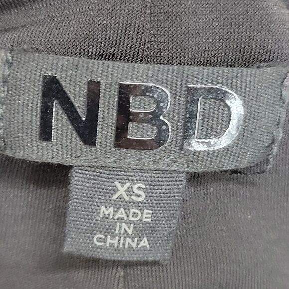 NBD Black Bodycon Mini Dress Size XS Spaghetti Straps Cutout Back Stretch Sexy - Picture 6 of 10